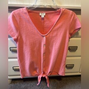 J Crew pink textured tie top